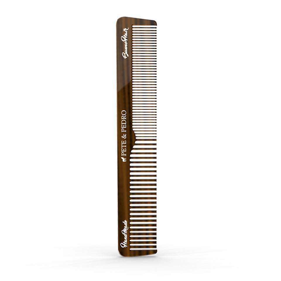 7-inch retro hair comb in tortoise shell acetate with fine and wide teeth