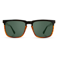 Ridge Sunglasses with black and tortoise frame and G15 green-grey polarized lenses, front view