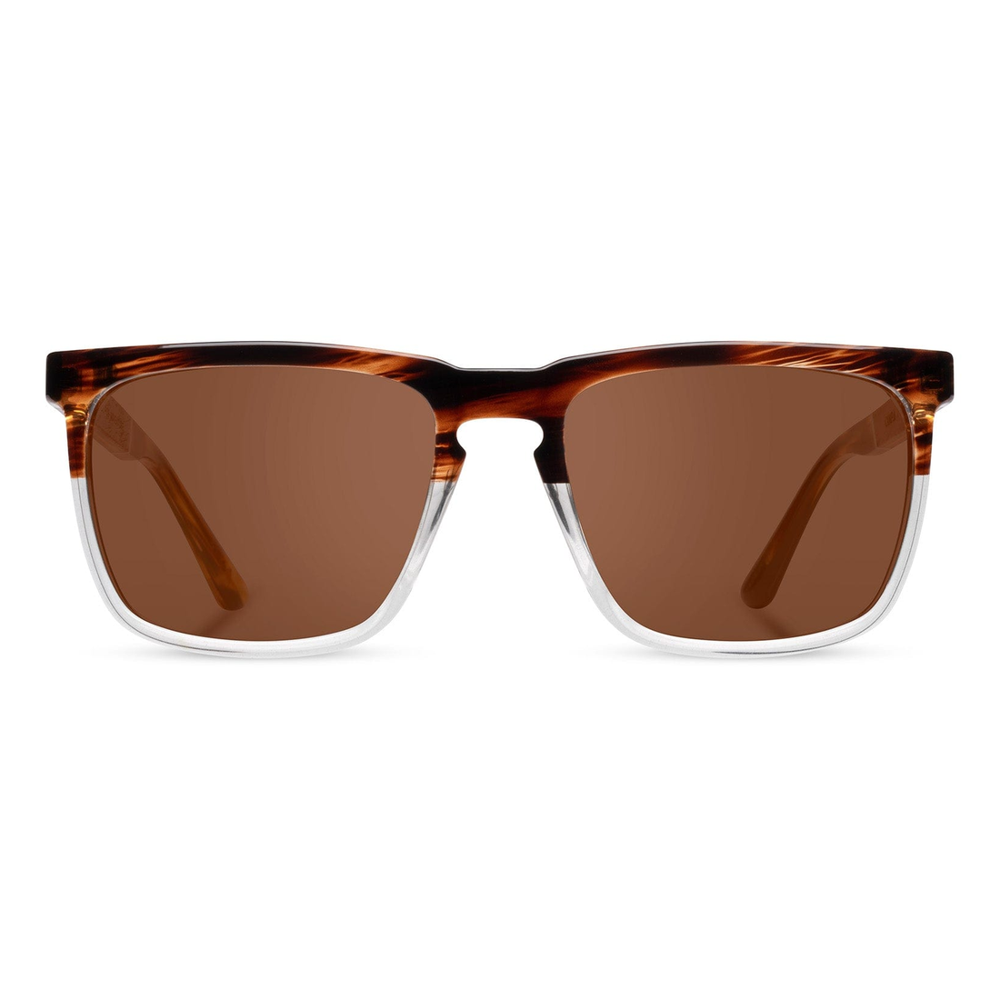 Ridge Sunglasses with whiskey soda frame and brown polarized lenses, front view