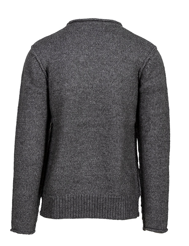 SCHOTT NYC Rolled Edge crewneck sweater in Charcoal, rear view
