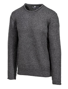 SCHOTT NYC Rolled Edge crewneck sweater in Charcoal, angled front view