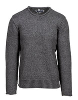 SCHOTT NYC Rolled Edge crewneck sweater in Charcoal, front view