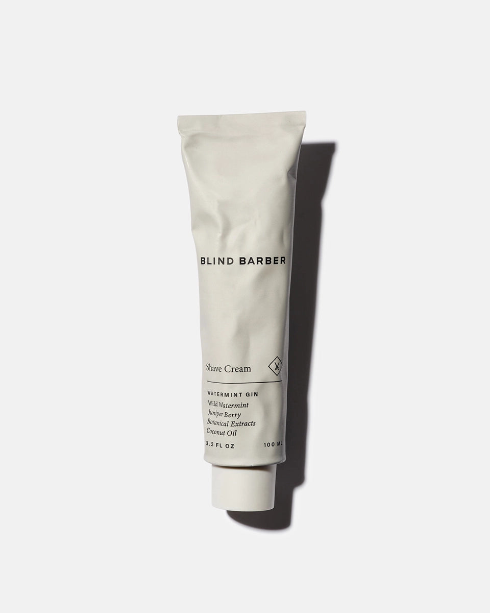 Blind Barber Shave Cream tan tube, Watermint Gin, product shot, The Simple Man