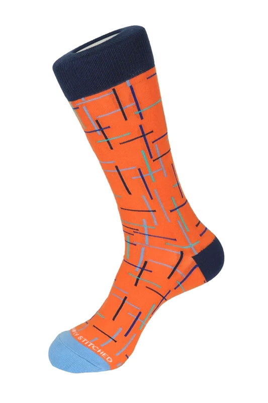 Shifty Maze Orange Multi color design socks