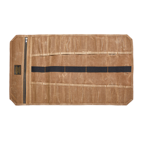 Readywares Tool Roll, open flat view showing interior pockets and elastic strap