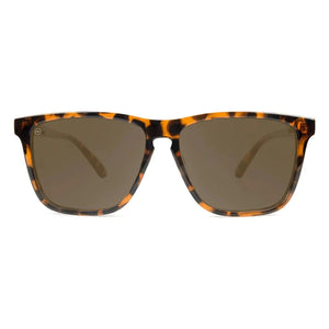Fast Lanes sunglasses in glossy tortoise shell with amber lenses, front view, The Simple Man