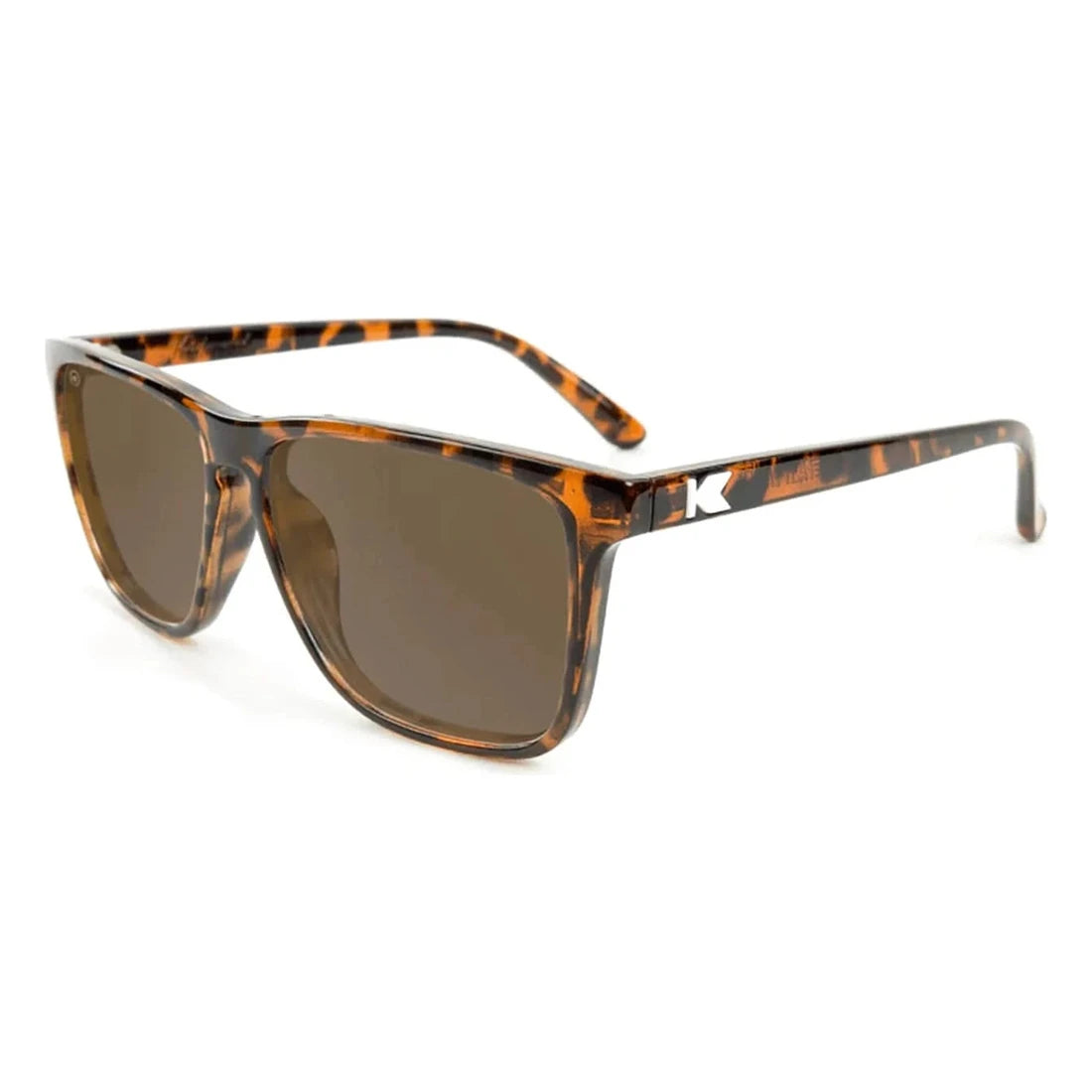 Fast Lanes sunglasses in glossy tortoise shell with amber lenses, angled view, The Simple Man