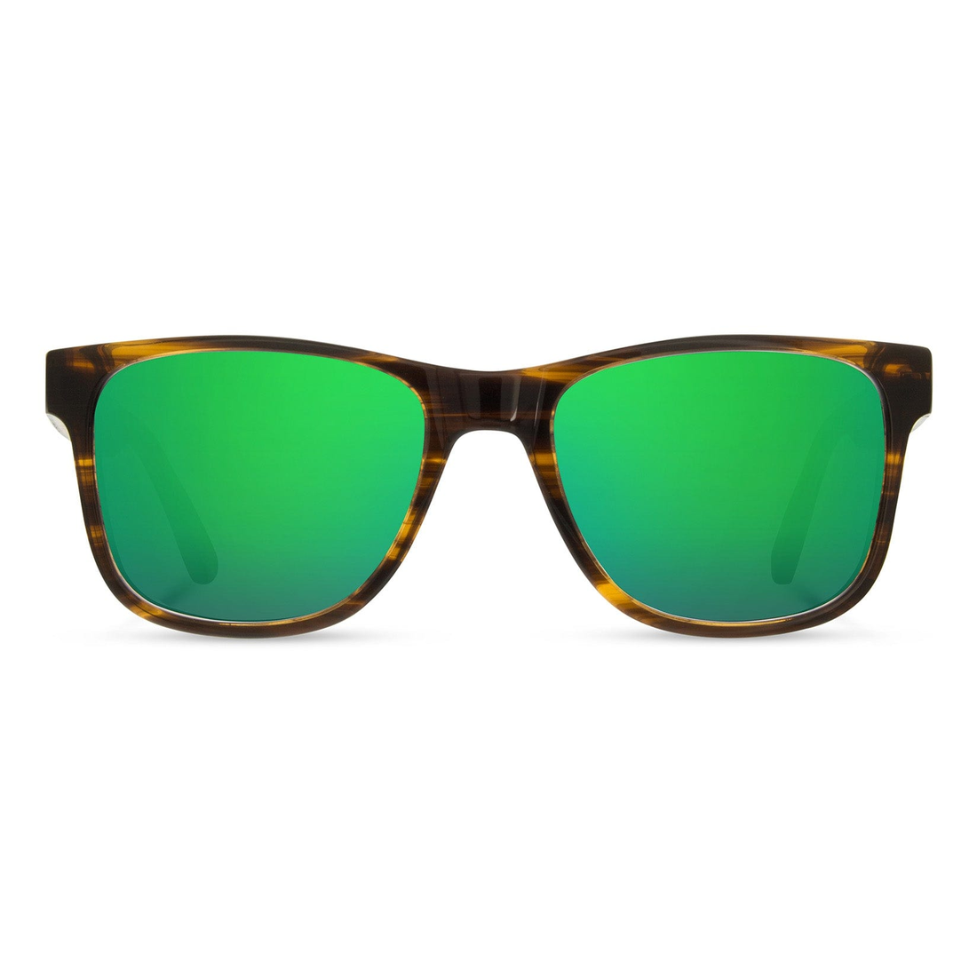 Trail Sunglasses with tortoise frame and HD Plus green flash polarized lenses, front view