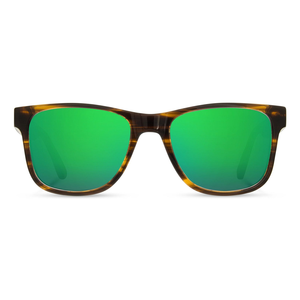 Trail Sunglasses with tortoise frame and HD Plus green flash polarized lenses, front view