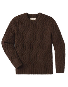 Trellis Cable Pullover – Dark Brown Wool Blend Sweater