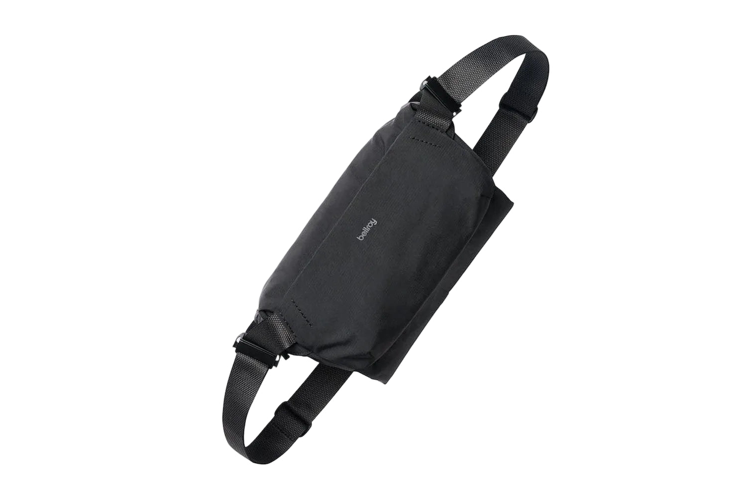 Black waist bag on a white background