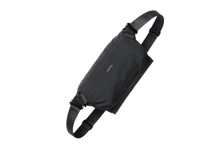 Black waist bag on a white background