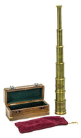 Victorian era Brass telescope and wooden storage box