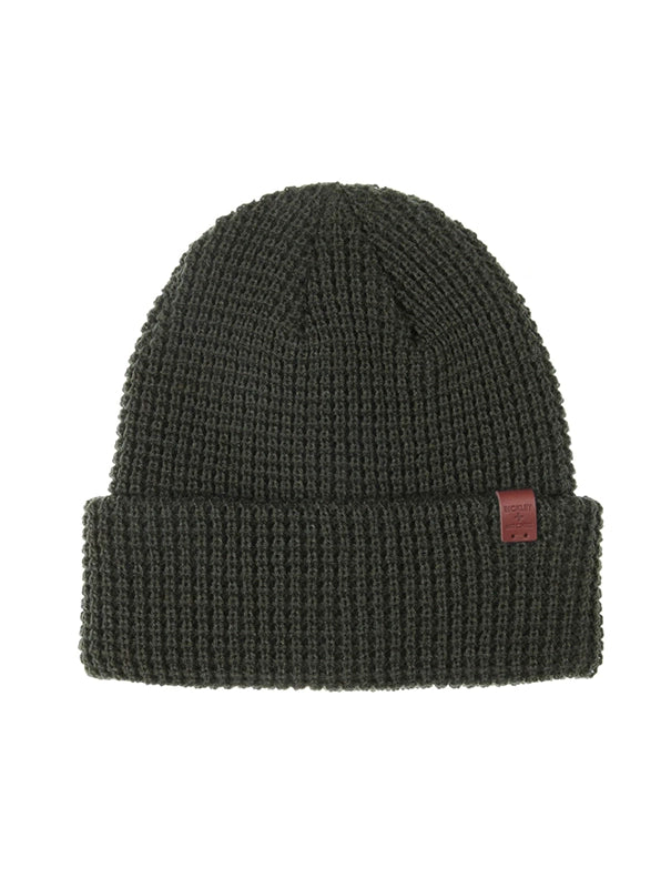 Bickely & Mitchell Waffle knit Beanie in Army green, front view