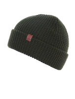 Bickely & Mitchell Waffle knit Beanie in Army green, angle view