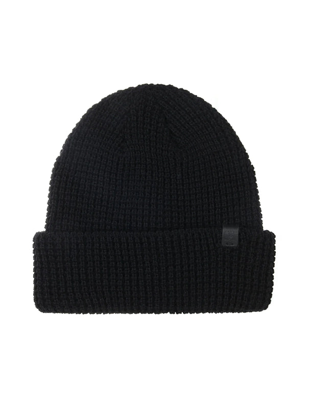 Bickely & Mitchell Waffle knit Beanie in Black, front view