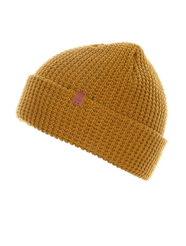 Bickely & Mitchell Waffle knit Beanie in camel, angle view