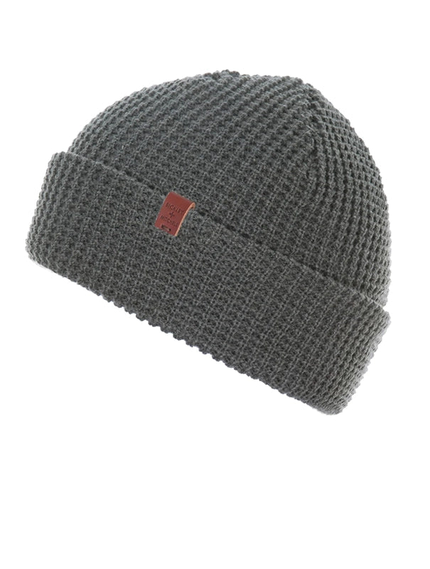Bickely & Mitchell Waffle knit Beanie in Grey angle view