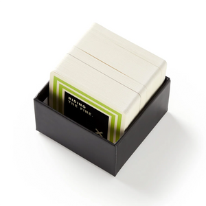 Weird Sports Trivia box open showing 200 trivia cards stacked inside