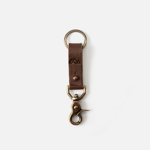 Handmade umber leather keychain with solid brass hardware