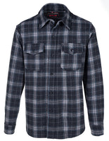 Wool Blend CPO shirt in black Plaid, front view