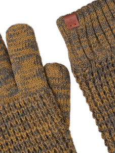 Bickley & Mitchell wool waffle knit gloves in Camel close up view