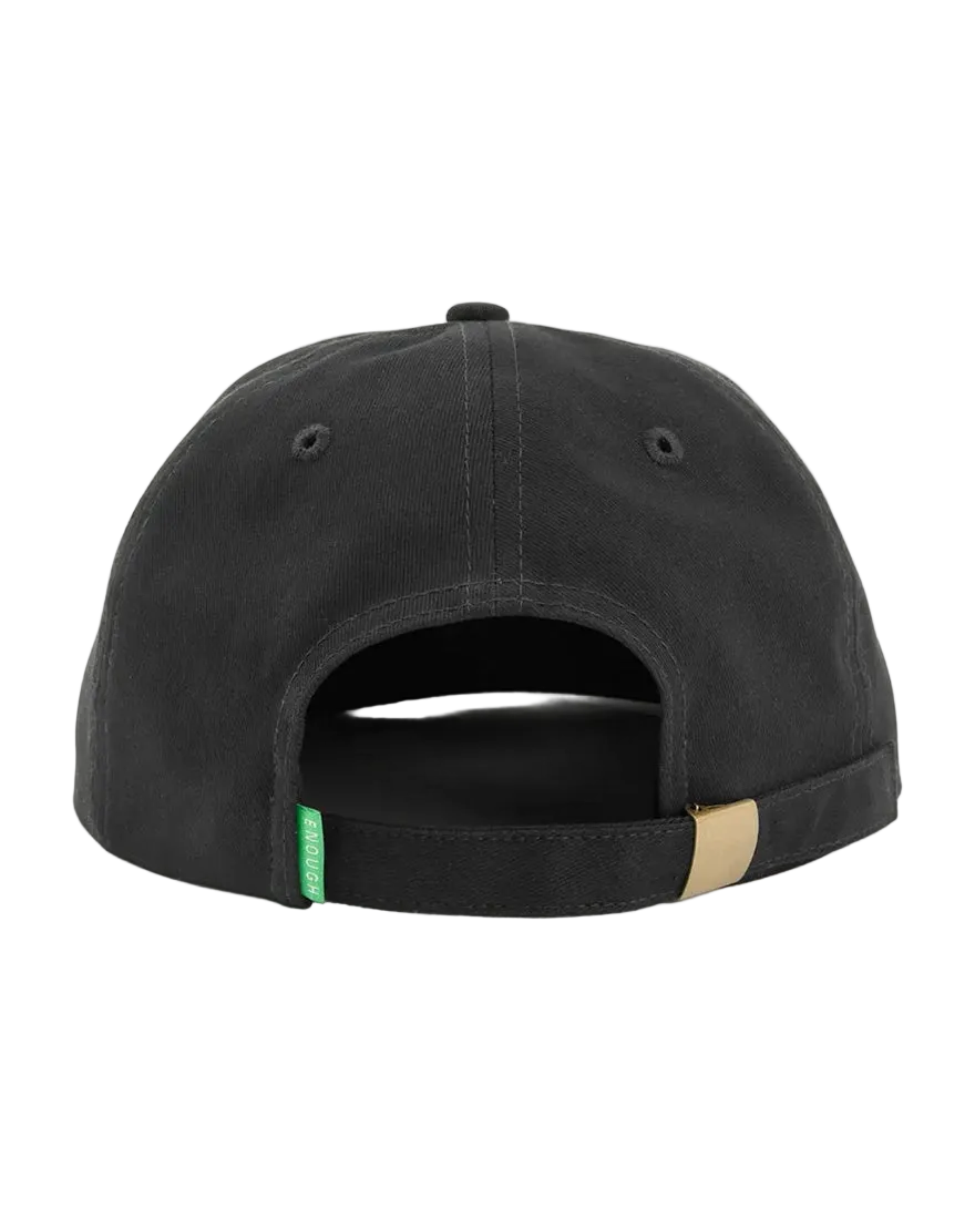 We Are Enough You Are Enough Heritage Ball Cap Real Black side profile showing six-panel construction and metal strap-back
