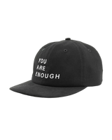 We Are Enough You Are Enough Heritage Ball Cap in Real Black front view showing embroidered text