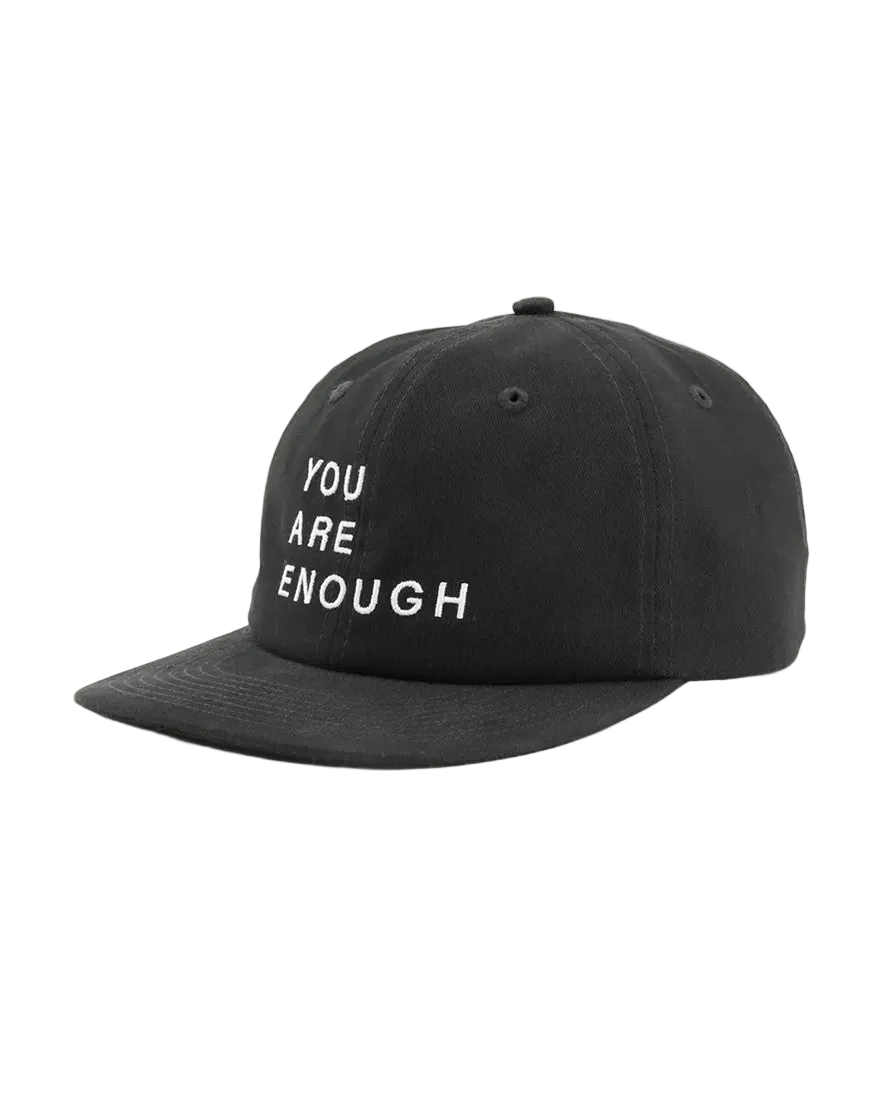 We Are Enough You Are Enough Heritage Ball Cap in Real Black front view showing embroidered text