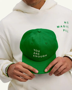 We Are Enough You Are Enough Heritage Ball Cap Mental Health Green side profile showing six-panel construction