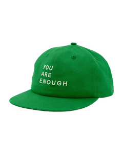 We Are Enough You Are Enough Heritage Ball Cap Mental Health Green back view showing metal strap-back closure