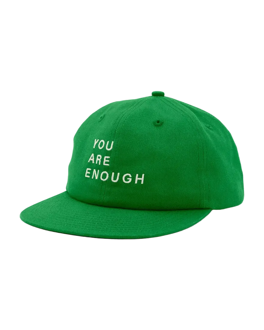 We Are Enough You Are Enough Heritage Ball Cap Mental Health Green back view showing metal strap-back closure