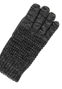 Bickley & Mitchell wool waffle knit gloves in black, detail view