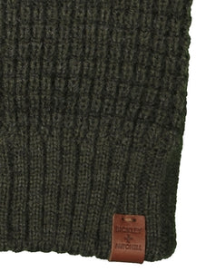 Bickley & Mitchell wool waffle knit gloves in Army Green close up view