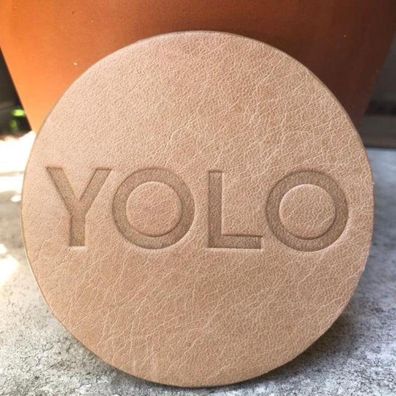 Leather Coaster -"YOLO"