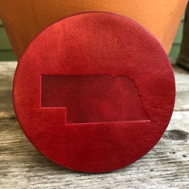 Leather Coaster -Nebraska Image
