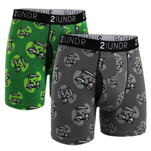 2undr 2 pack of swing shift boxer briefs Green / Grey Cart Path Patterns