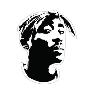 famous face black and white vinyl sticker featuring 2pac