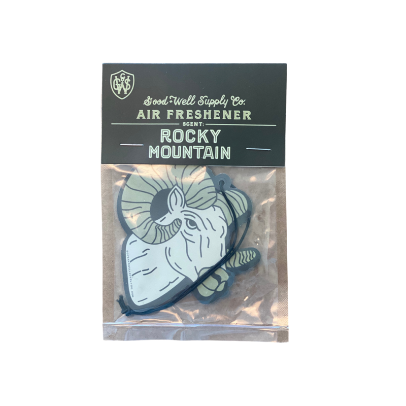 Good & Well supply Co Rocky Mountain Car Air Freshener in the package