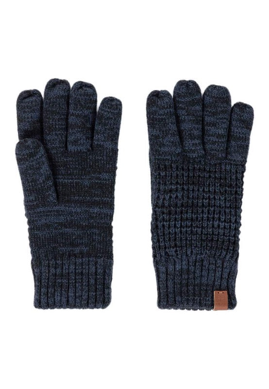 Bickley & Mitchell Women's Mixed Knit Navy Gloves with Fleece Lining