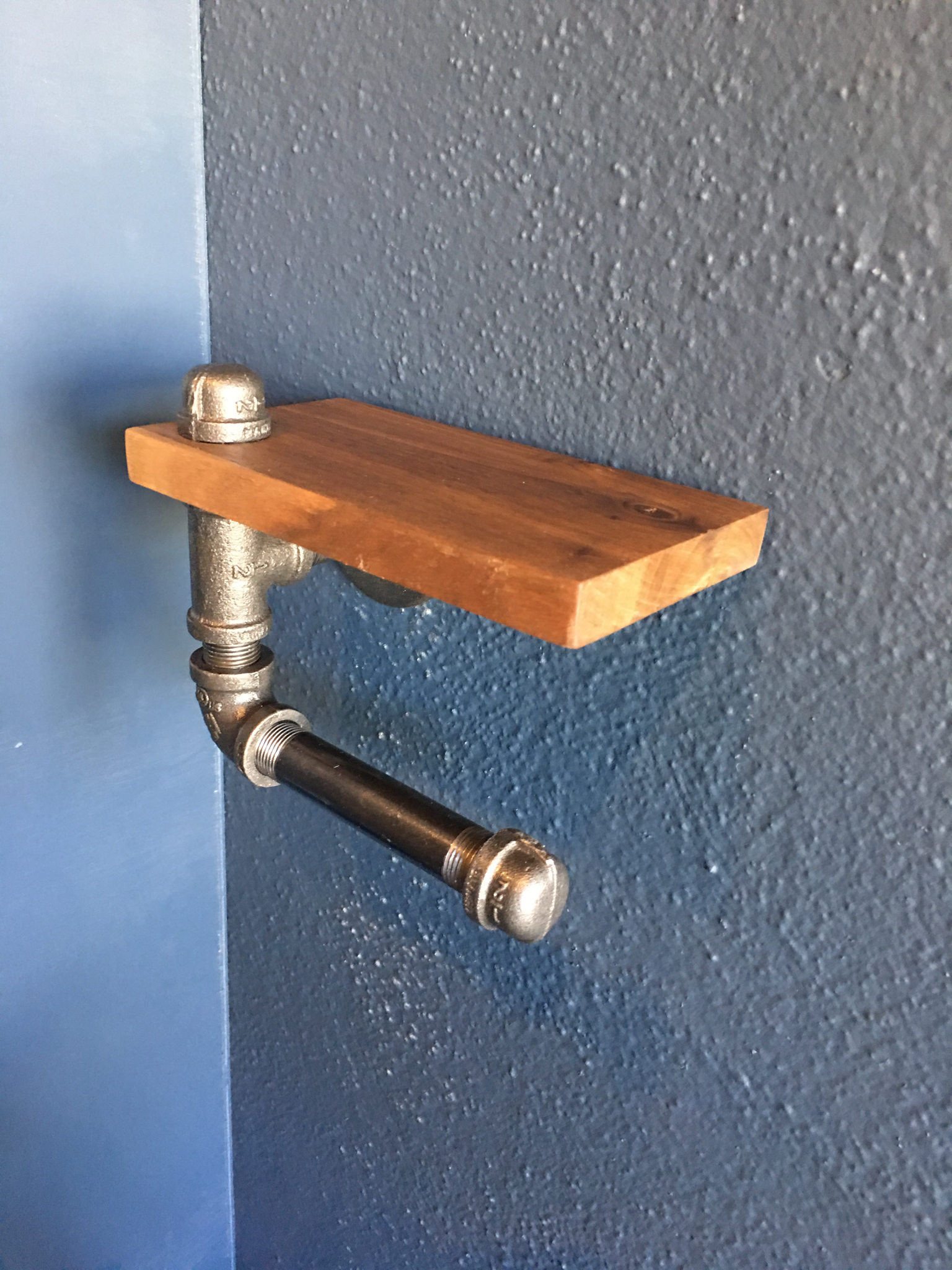 Steam Punk toilet paper holder with shelf