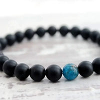 Blue Apatite and Matte Black Onyx Men's Bracelet