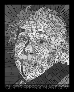 Albert Einstein- Word Mosaic Art Print -8X10