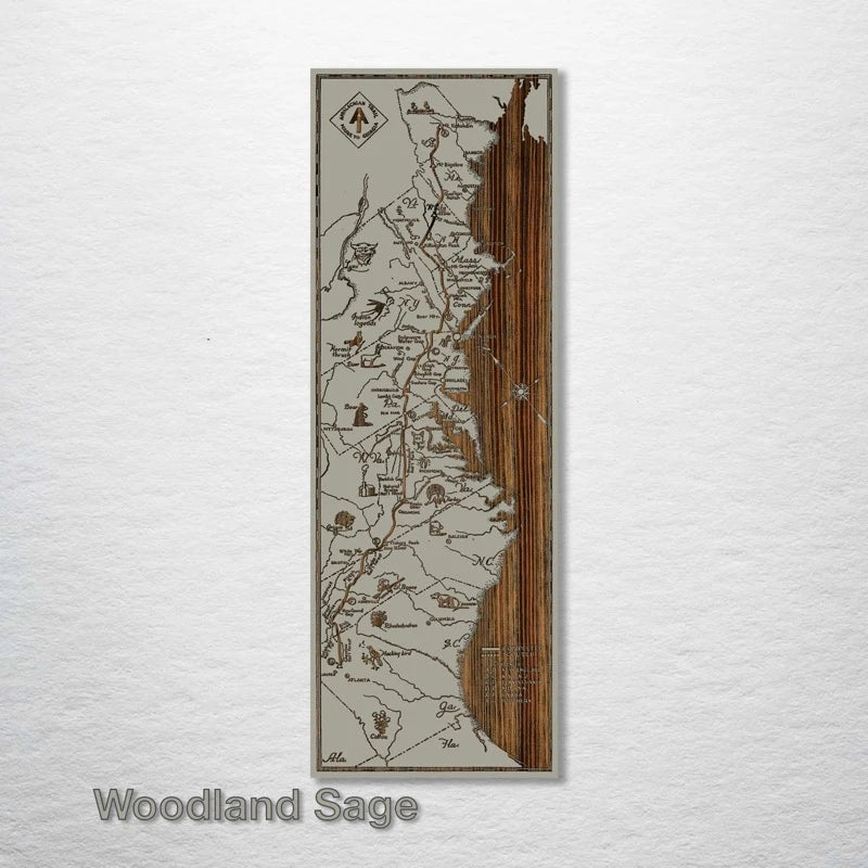 Appalachian Trail laser engraved pine slab