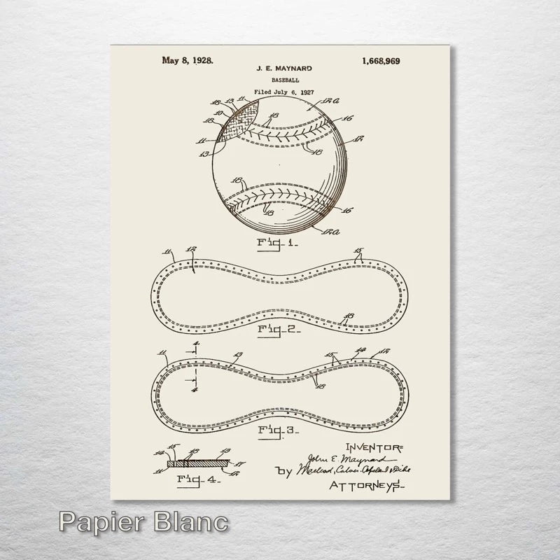 Baseball Patent 1928 Wall Decor - Laser Engraved