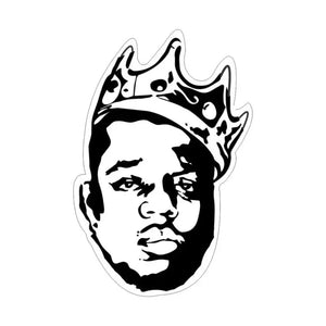 famous face black and white vinyl sticker featuring Biggie Smalls