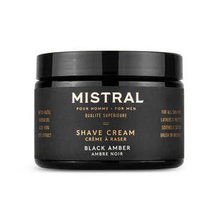 Mistral Black Amber Shave Cream front view of container