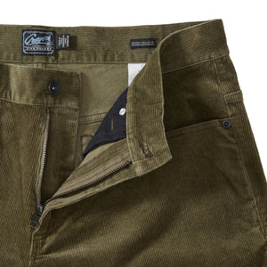 Grayers Burlington corduroy 5 pocket pants in Dusty Olive Flat Lay  close up View