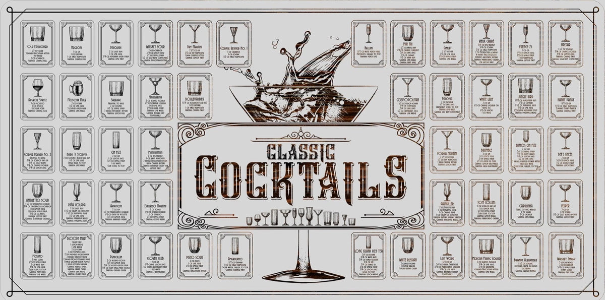 Classic Cocktail Milestones wall decor laser engraved in Off white
