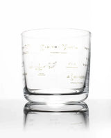 Equations That changed the world whiskey glass with gold print